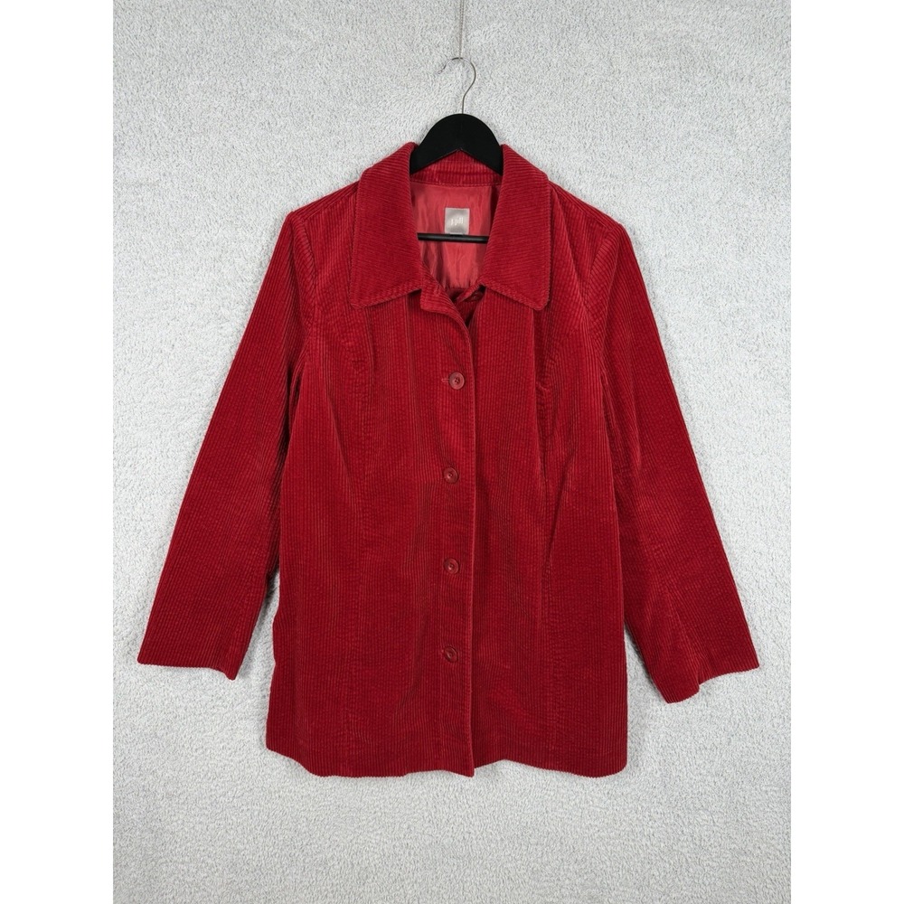 J.Jill Corduroy Shacket Jacket Red L Cabincore Winter Holiday Festive Barn Coat